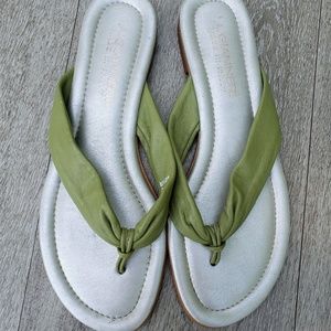 A. Giannetti olive & silver sandals 7.5 M